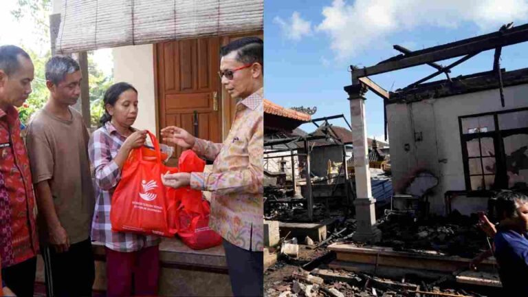 Bupati Klungkung I Made Satria Tinjau Korban Kebakaran di Desa Timuhun, Serahkan Bantuan Darurat