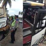 Bus Seruduk Motor yang Menyeberang, Oleng hingga Masuk Halaman Rumah Warga