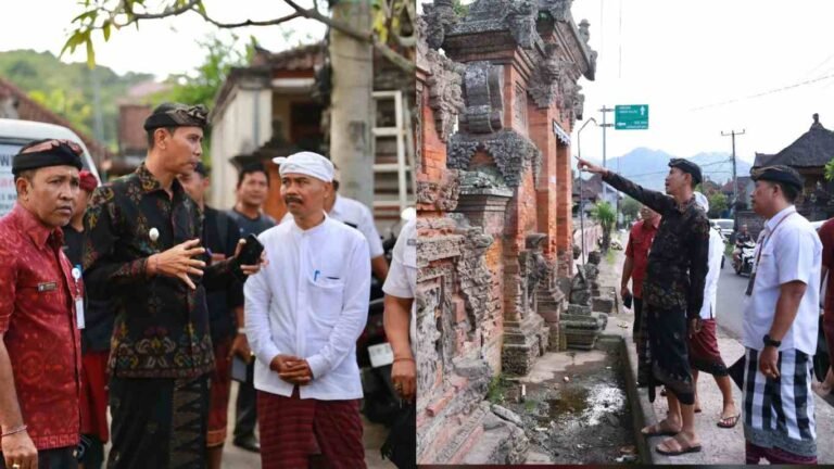 Wabup Tjok Surya Tinjau Rencana Restorasi Pemedal dan Bale Kulkul Pura Penataran Pratisentana Ki Mantri Tutuan Gunaksa