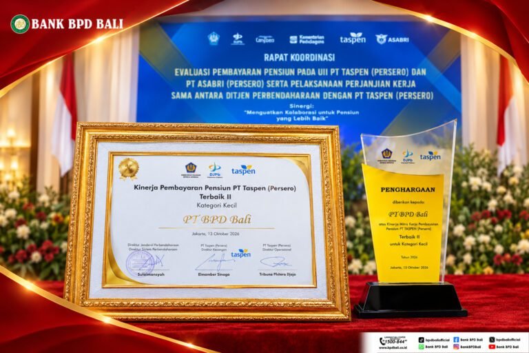 Bank BPD Bali Raih Terbaik II atas Kinerja Mitra Pembayaran Pensiun Taspen